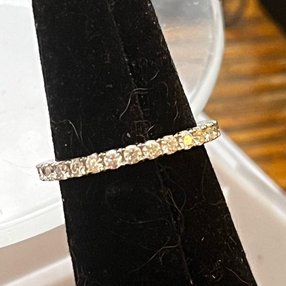 Certified moissanite eternity band in sterling silver bracelet